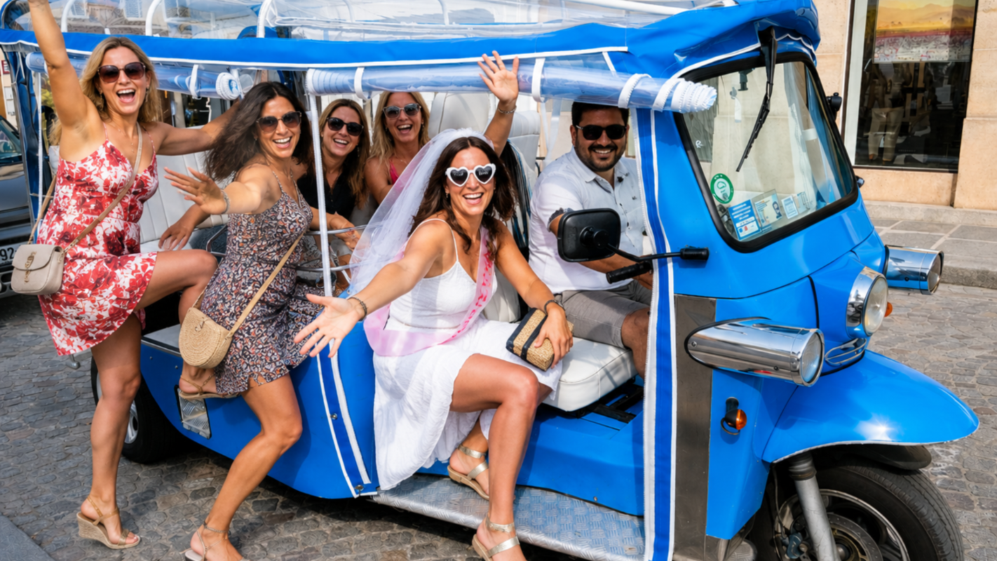 EVJF Paris : Tuktuk pour une balade unique ! Découvre le tuktuk EVJF à Paris : Une activité originale pour se balader, visiter la ville et profiter d’un moment unique entre copines avant le mariage.